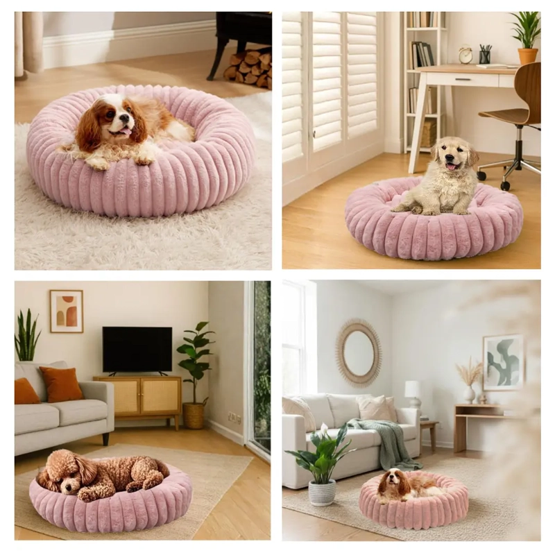 CAMA NIDO DONUT ANTI ANSIEDAD TALLA M PETSCOOL ROSA 60CM - 4