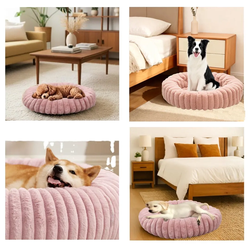 CAMA NIDO DONUT ANTI ANSIEDAD TALLA M PETSCOOL ROSA 60CM - 5