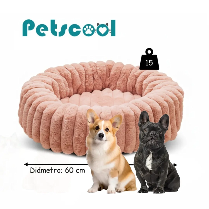 CAMA NIDO DONUT ANTI ANSIEDAD TALLA M PETSCOOL ROSA 60CM - 8