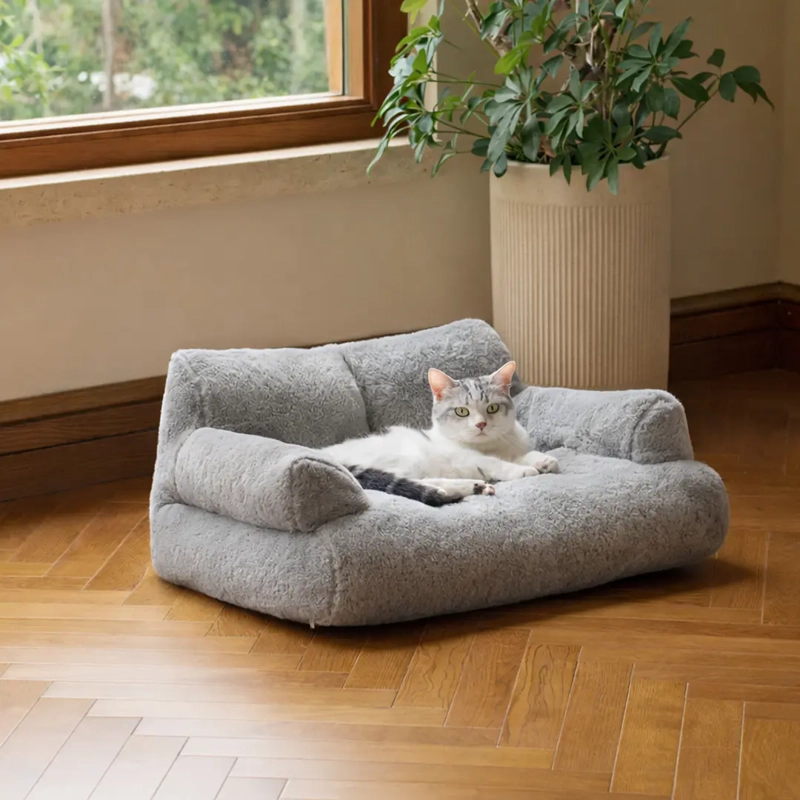 CAMA SOFA RELAJANTE PARA MASCOTAS PETSCOOL TALLA M GRIS - 3