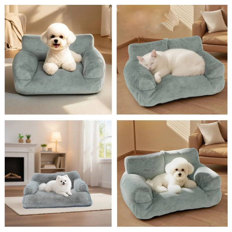 CAMA SOFA RELAJANTE PARA MASCOTAS PETSCOOL TALLA M GRIS - 4