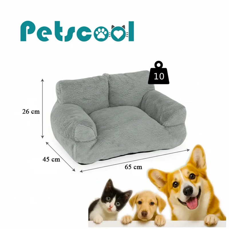 CAMA SOFA RELAJANTE PARA MASCOTAS PETSCOOL TALLA M GRIS - 8