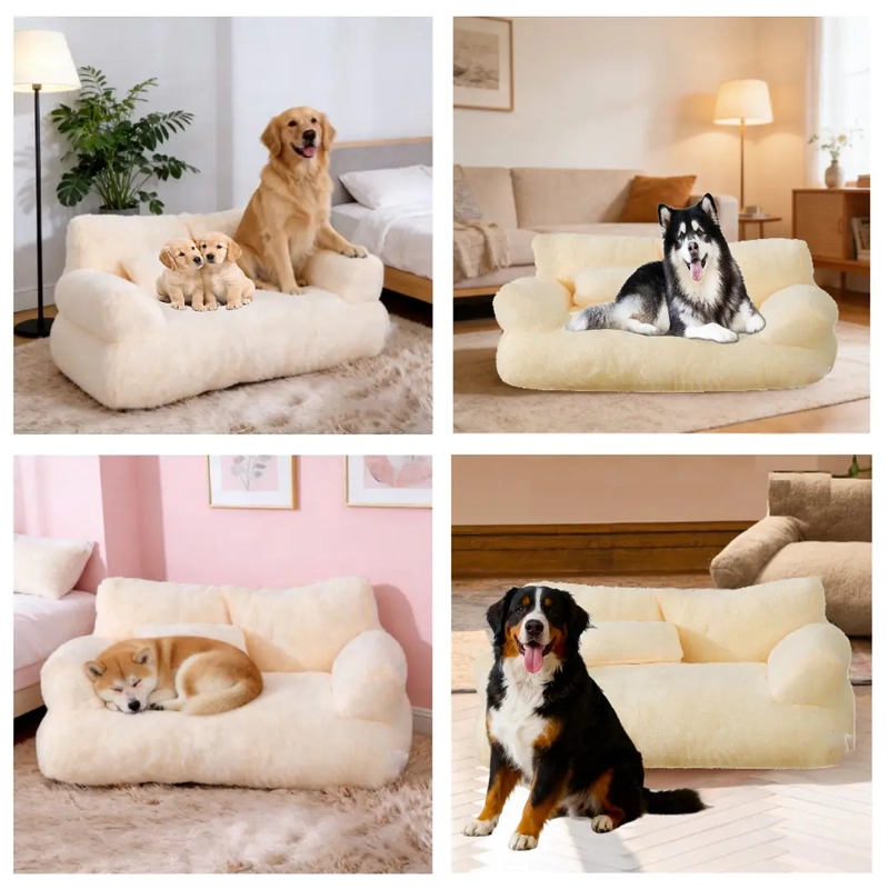 CAMA SOFA RELAJANTE PARA MASCOTAS PETSCOOL XL BLANCO - 4