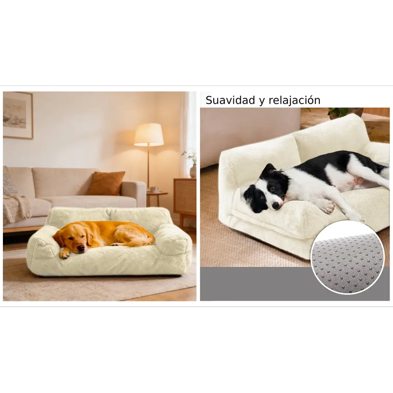 CAMA SOFA RELAJANTE PARA MASCOTAS PETSCOOL XL BLANCO - 5