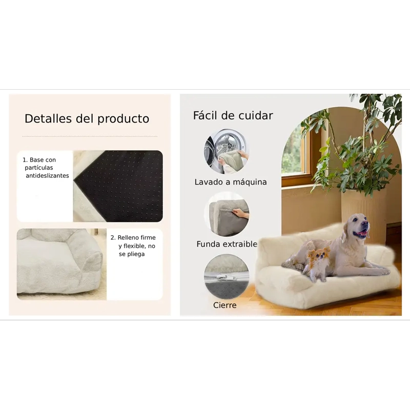 CAMA SOFA RELAJANTE PARA MASCOTAS PETSCOOL XL BLANCO - 6