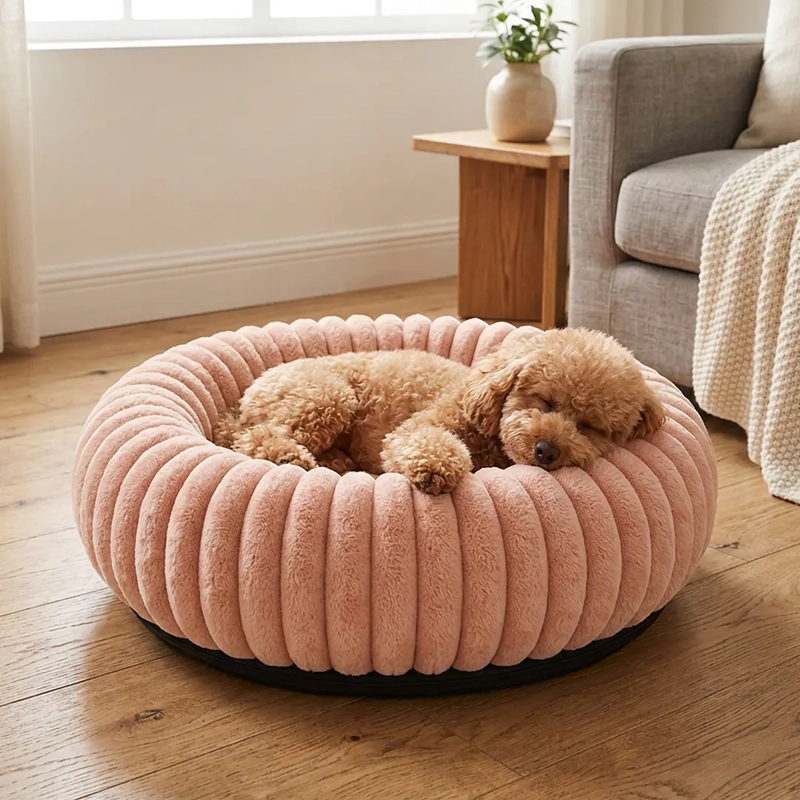 CAMA NIDO DONUT ANTI ANSIEDAD TALLA S PETSCOOL ROSA 50CM - 3