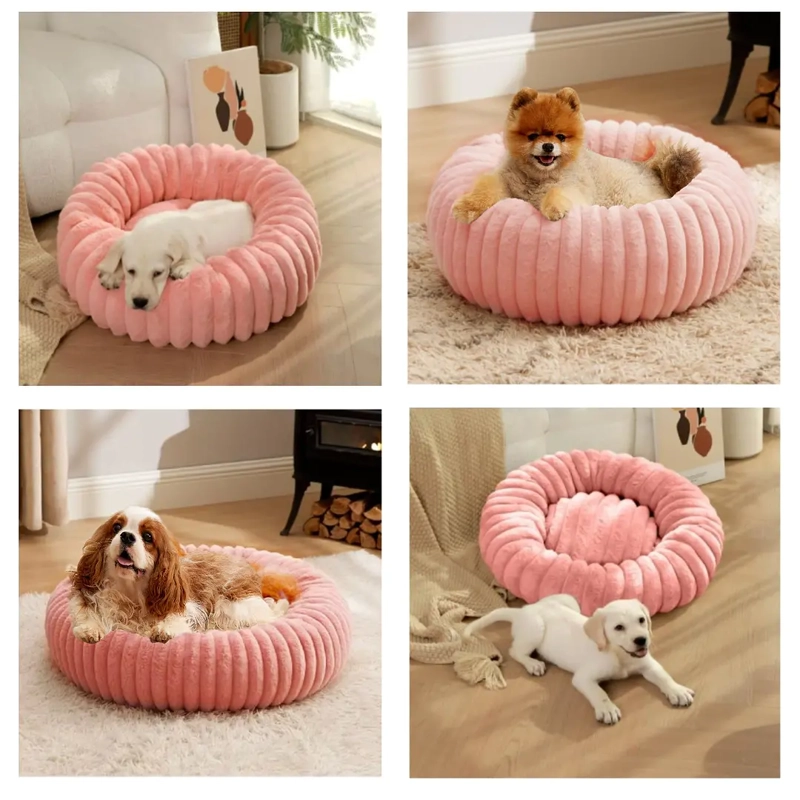 CAMA NIDO DONUT ANTI ANSIEDAD TALLA S PETSCOOL ROSA 50CM - 4