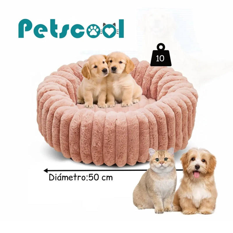 CAMA NIDO DONUT ANTI ANSIEDAD TALLA S PETSCOOL ROSA 50CM - 8