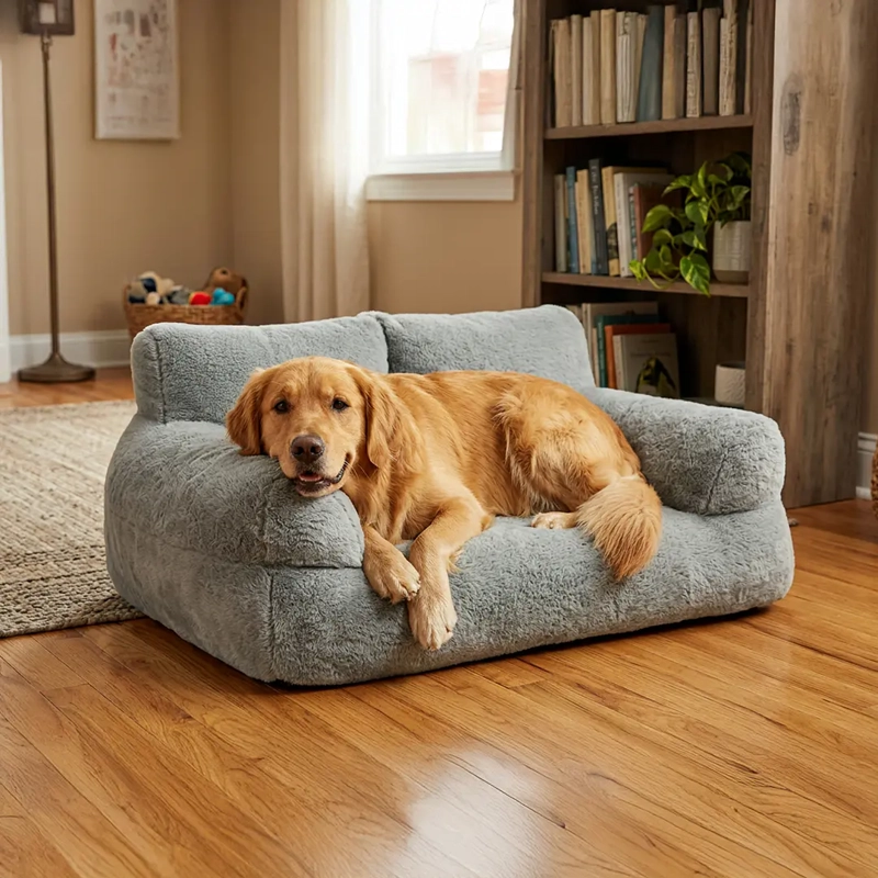 CAMA SOFA RELAJANTE PARA MASCOTAS PETSCOOL XL GRIS - 3