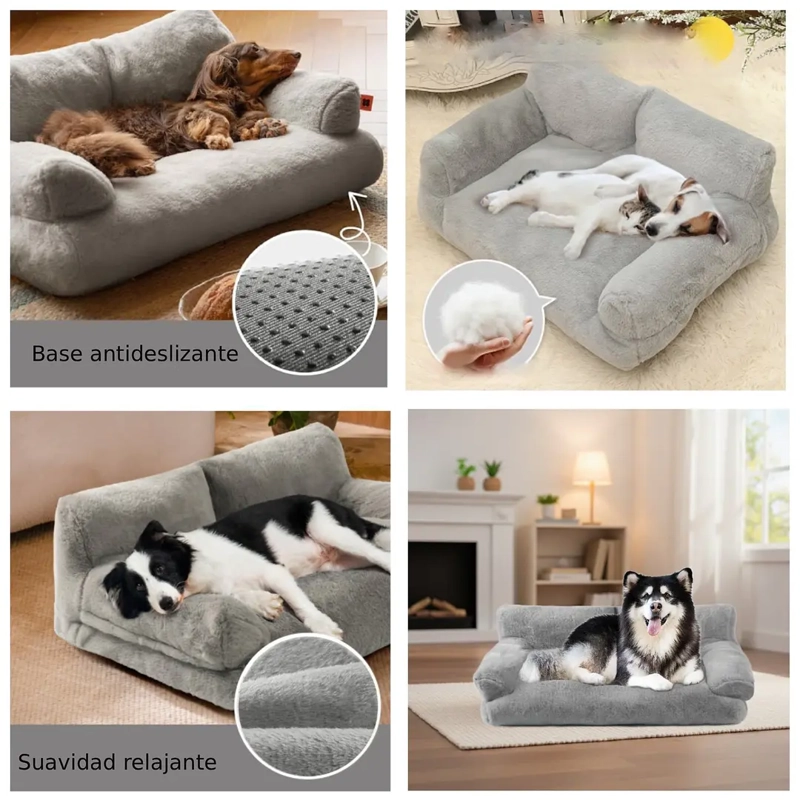 CAMA SOFA RELAJANTE PARA MASCOTAS PETSCOOL XL GRIS - 4