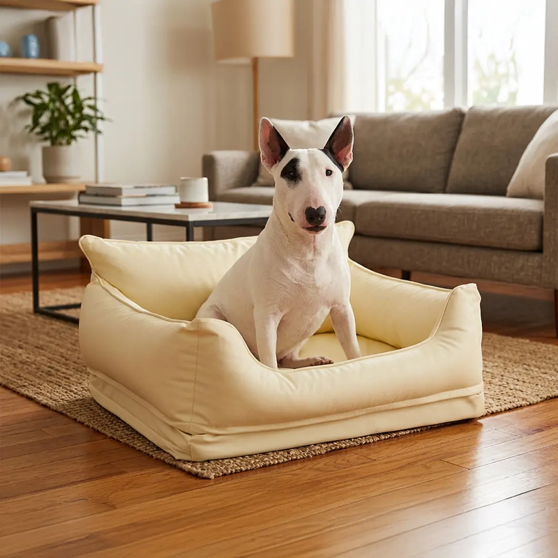 CAMA SOFA IMPERMEABLE PARA MASCOTAS BEIGE TALLA M - 4