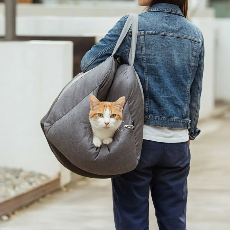 BOLSO PORTA MASCOTA 3 EN 1 PETSCOOL GRIS - 4
