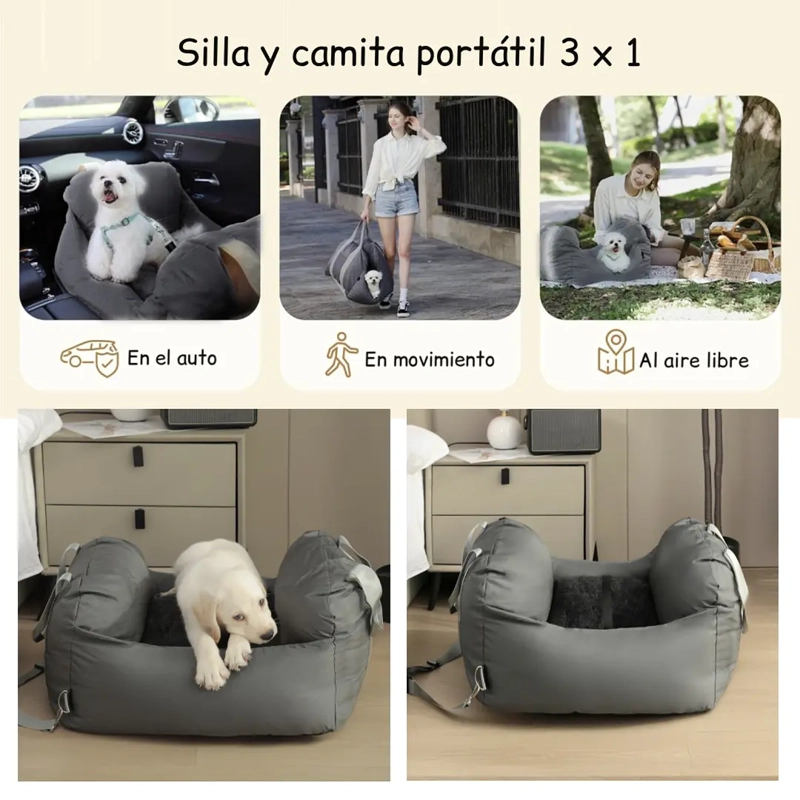 BOLSO PORTA MASCOTA 3 EN 1 PETSCOOL GRIS - 7