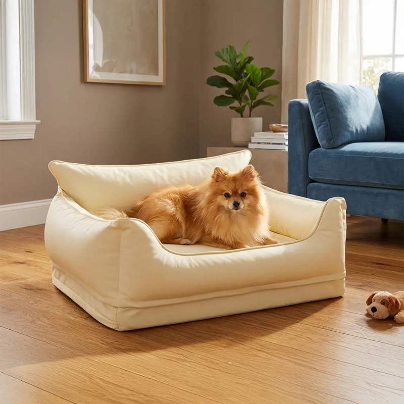 CAMA SOFA IMPERMEABLE PARA MASCOTAS BEIGE TALLA S - 4