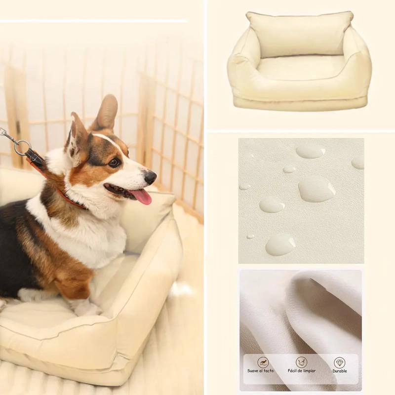 CAMA SOFA IMPERMEABLE PARA MASCOTAS BEIGE TALLA S - 5