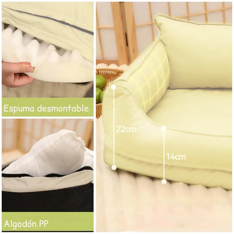CAMA SOFA IMPERMEABLE PARA MASCOTAS BEIGE TALLA S - 7
