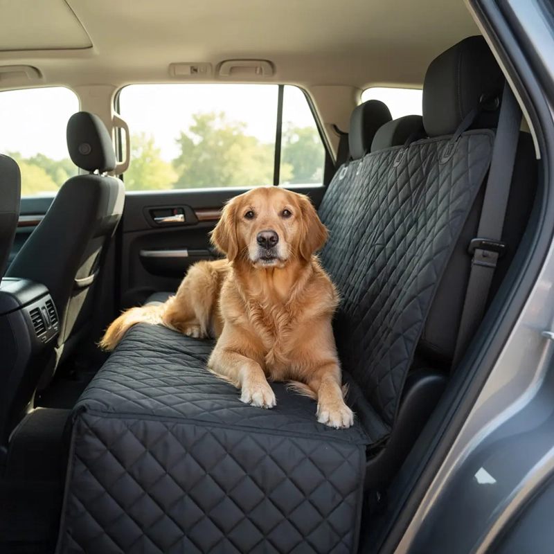 FUNDA CUBRE ASIENTO DE AUTO/SUV/CAMIONETA PARA MASCOTAS PETSCOOL IMPERMEABLE NEGRO - 2