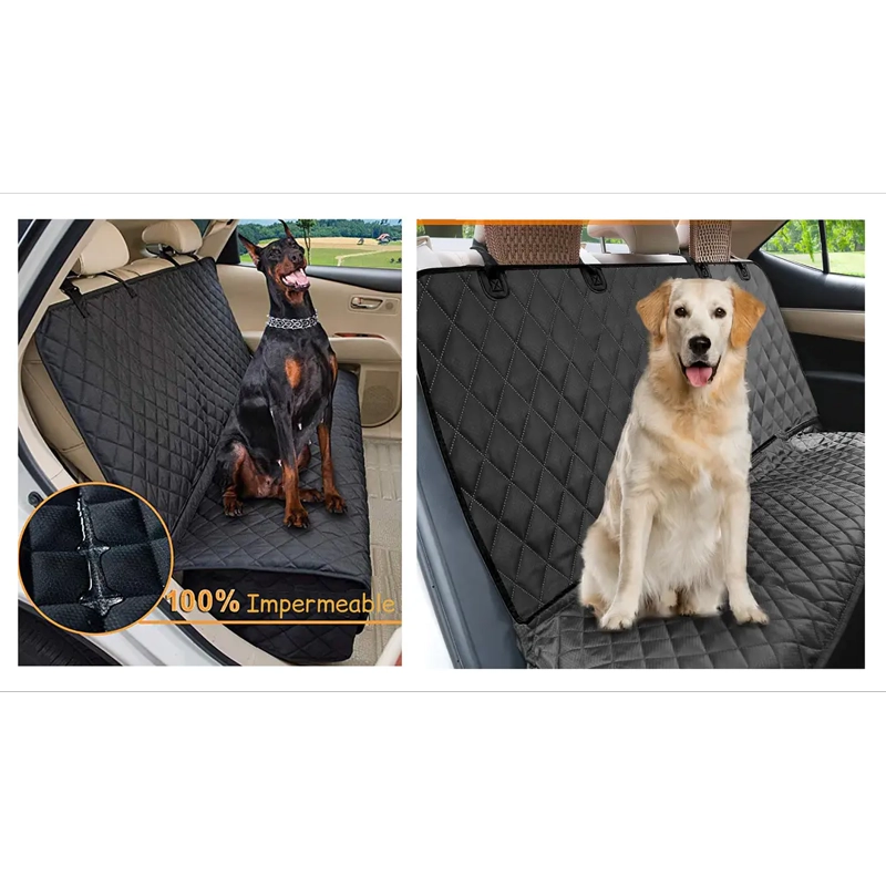FUNDA CUBRE ASIENTO DE AUTO/SUV/CAMIONETA PARA MASCOTAS PETSCOOL IMPERMEABLE NEGRO - 3