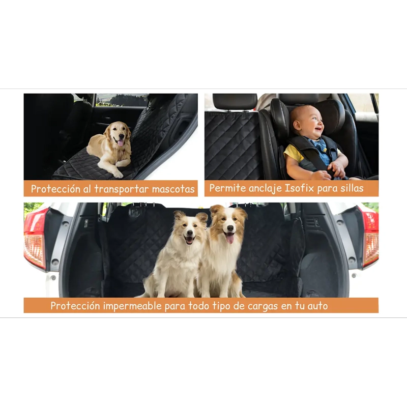 FUNDA CUBRE ASIENTO DE AUTO/SUV/CAMIONETA PARA MASCOTAS PETSCOOL IMPERMEABLE NEGRO - 6