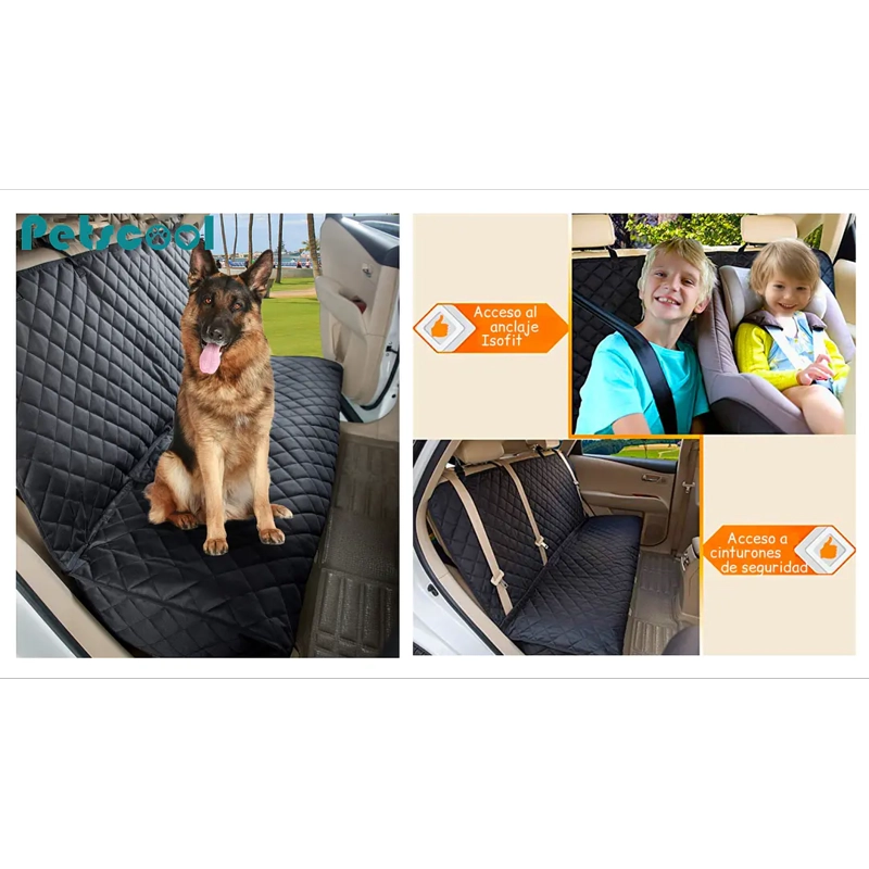 FUNDA CUBRE ASIENTO DE AUTO/SUV/CAMIONETA PARA MASCOTAS PETSCOOL IMPERMEABLE NEGRO - 7