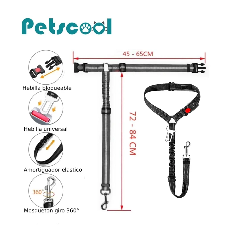 CINTURON DE SEGURIDAD AJSUTABLE PARA MASCOTA PETSCOOL - 10