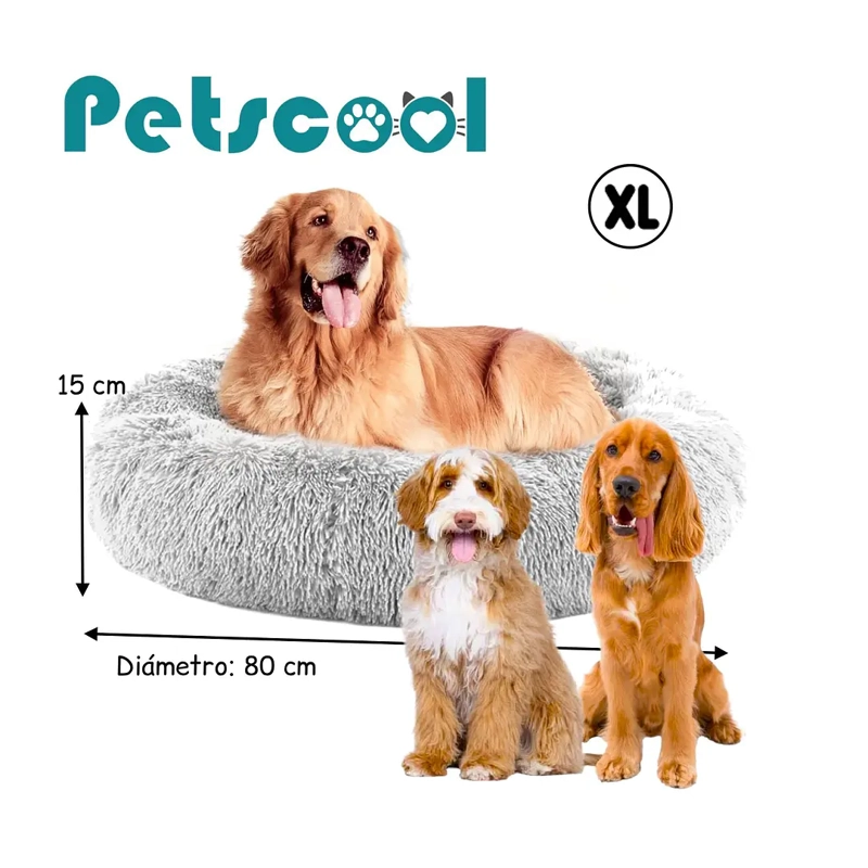 CAMA NIDO PARA MASCOTAS ANTIANSIEDAD TALLA XL PETSCOOL GRIS 80CM - 3