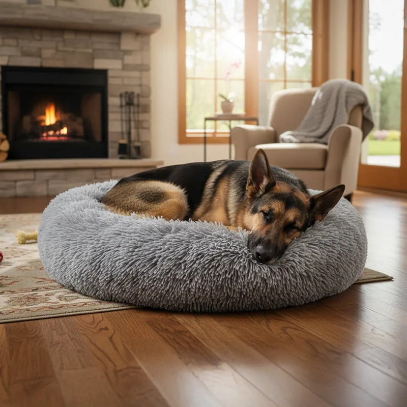 CAMA NIDO PARA MASCOTAS ANTIANSIEDAD TALLA XL PETSCOOL GRIS 80CM - 5