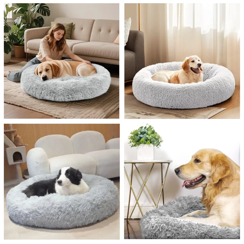 CAMA NIDO PARA MASCOTAS ANTIANSIEDAD TALLA XL PETSCOOL GRIS 80CM - 6