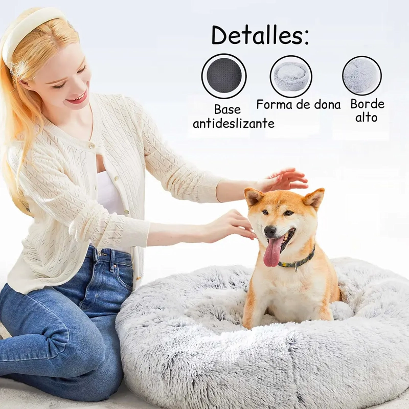 CAMA NIDO PARA MASCOTAS ANTIANSIEDAD TALLA XL PETSCOOL GRIS 80CM - 7