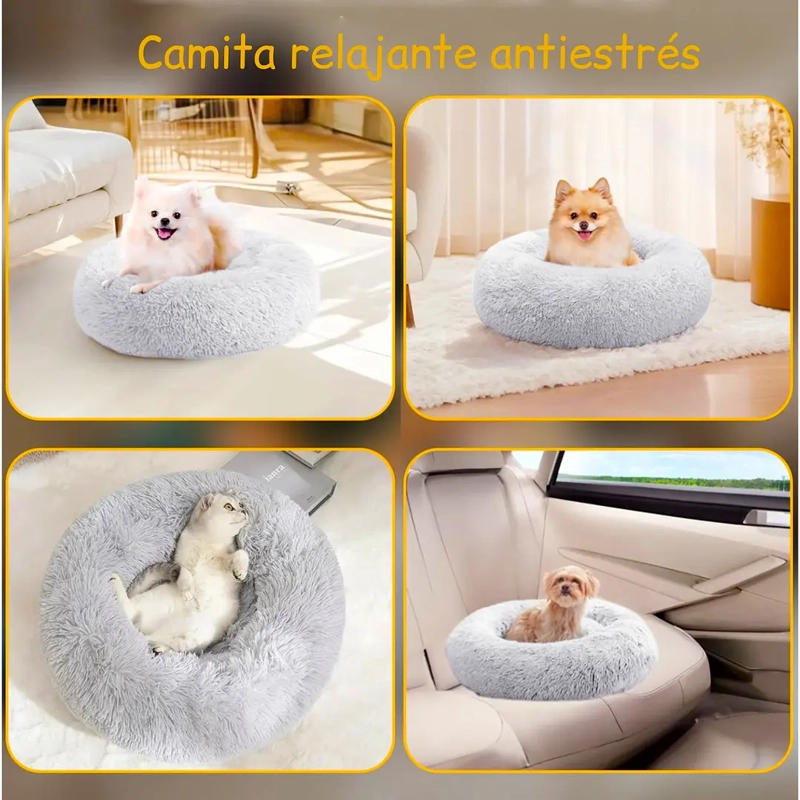 CAMA NIDO PARA MASCOTAS ANTIANSIEDAD TALLA S PETSCOOL GRIS 50CM - 7
