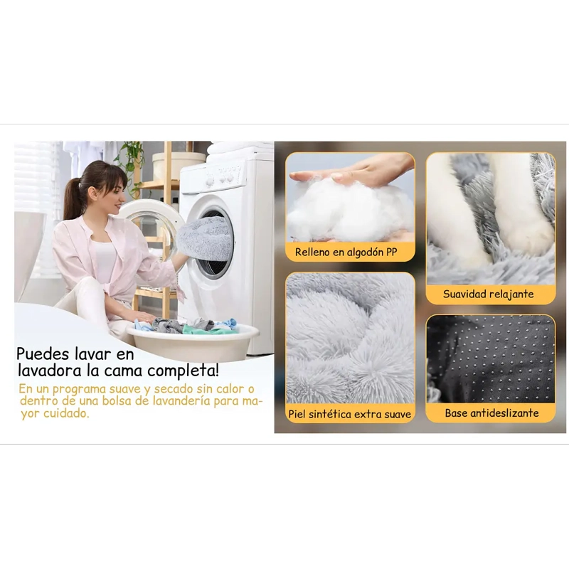 CAMA NIDO PARA MASCOTAS ANTIANSIEDAD TALLA S PETSCOOL GRIS 50CM - 8