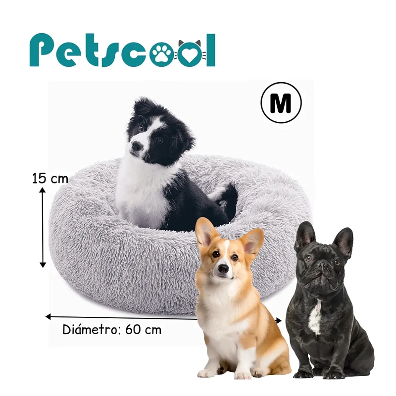 CAMA NIDO PARA MASCOTAS ANTIANSIEDAD TALLA M PETSCOOL GRIS 60CM - 9