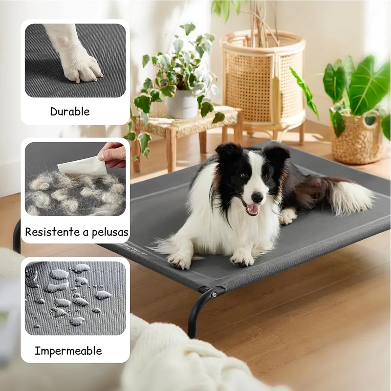 CAMA ELEVADA PARA MASCOTAS PETSCOOL TALLA M 92 X 60CM SOPORTA HASTA 30KG - 6
