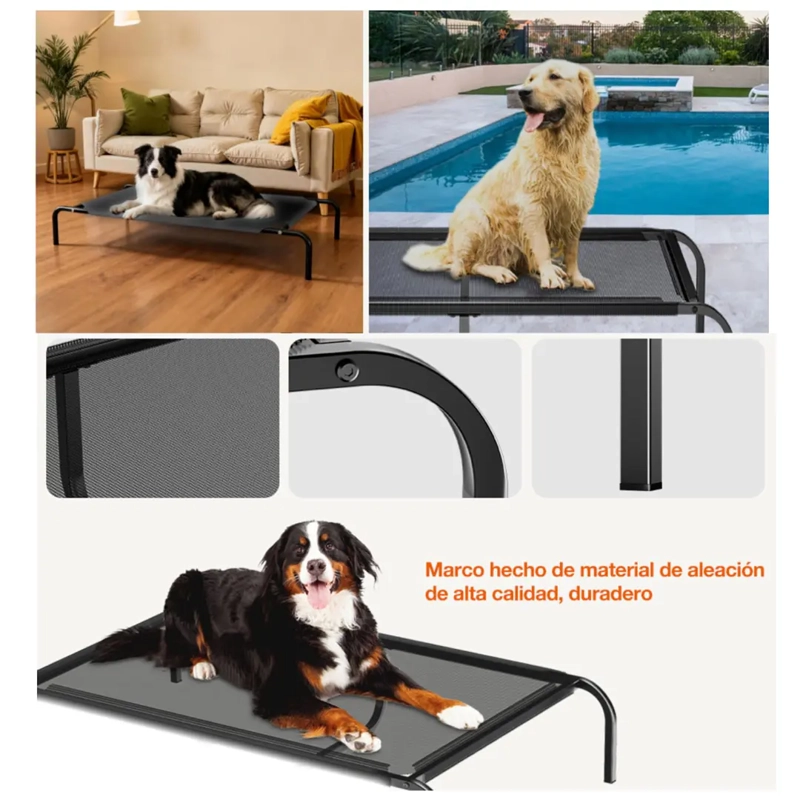 CAMA ELEVADA PARA MASCOTAS PETSCOOL TALLA M 92 X 60CM SOPORTA HASTA 30KG - 7