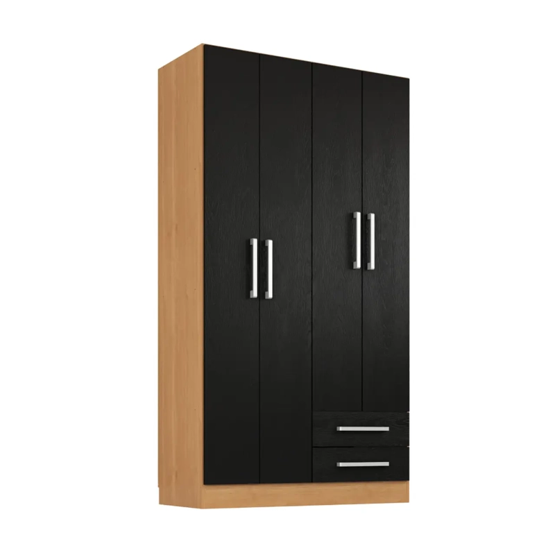 CLOSET ROPERO MULTIFUNCIONAL 2 CAJONES Y 4 PUERTAS CANELA NEGRO - 1