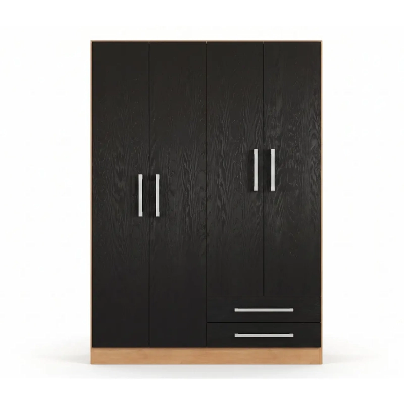 CLOSET ROPERO MULTIFUNCIONAL 2 CAJONES Y 4 PUERTAS CANELA NEGRO - 2