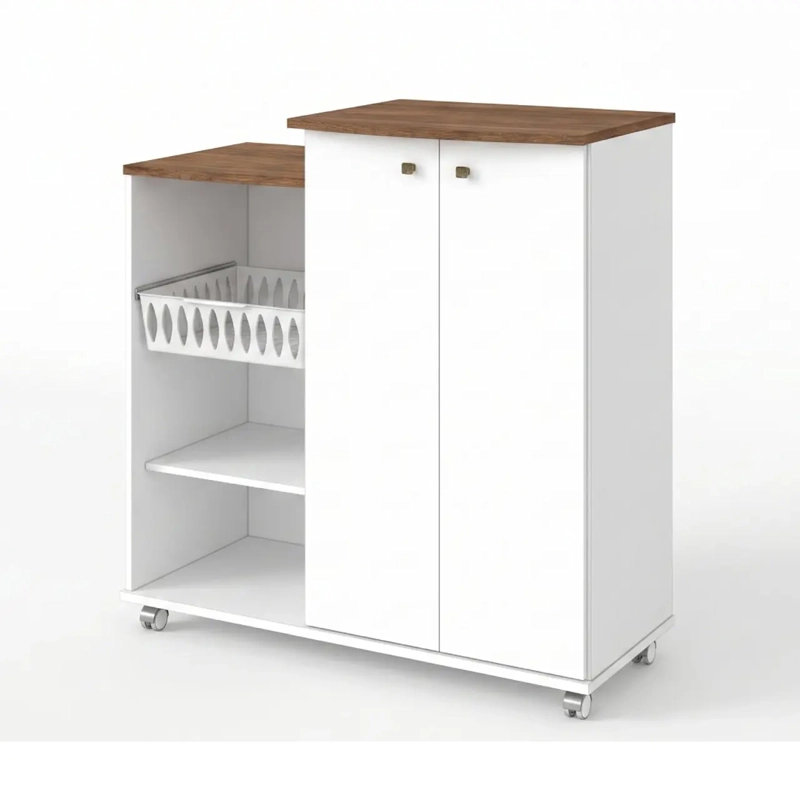 MUEBLE AUXILIAR DE COCINA CON RUEDAS BLANCO - 1
