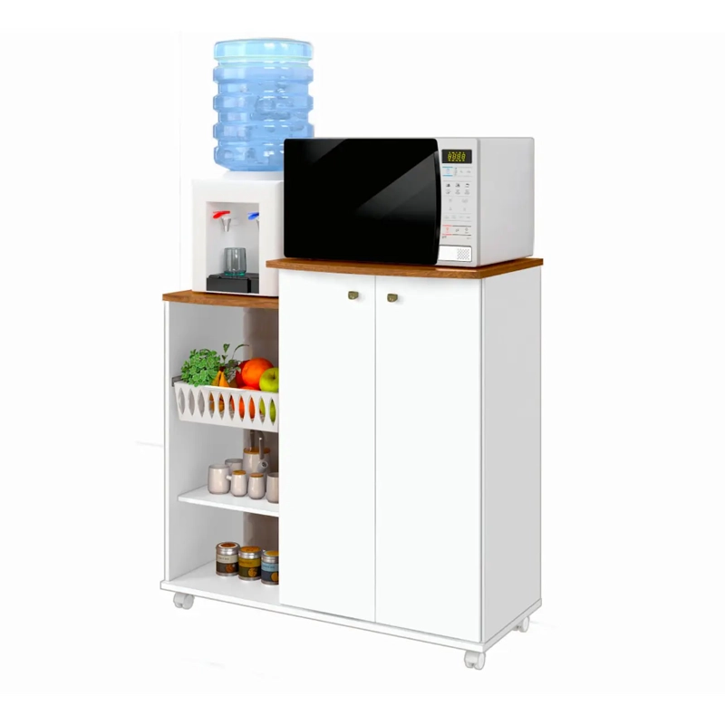 MUEBLE AUXILIAR DE COCINA CON RUEDAS BLANCO - 2