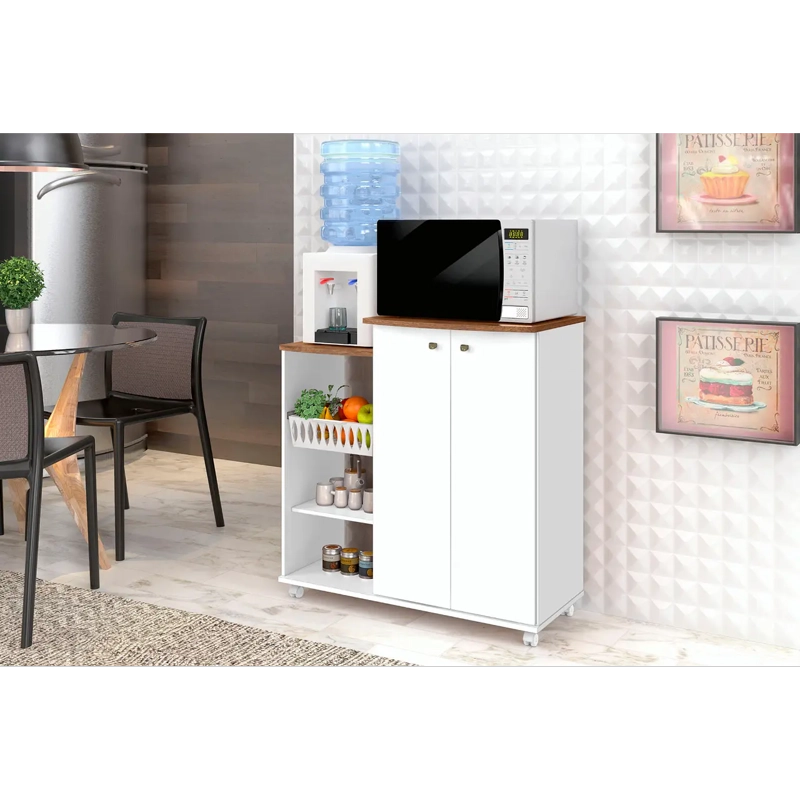 MUEBLE AUXILIAR DE COCINA CON RUEDAS BLANCO - 3
