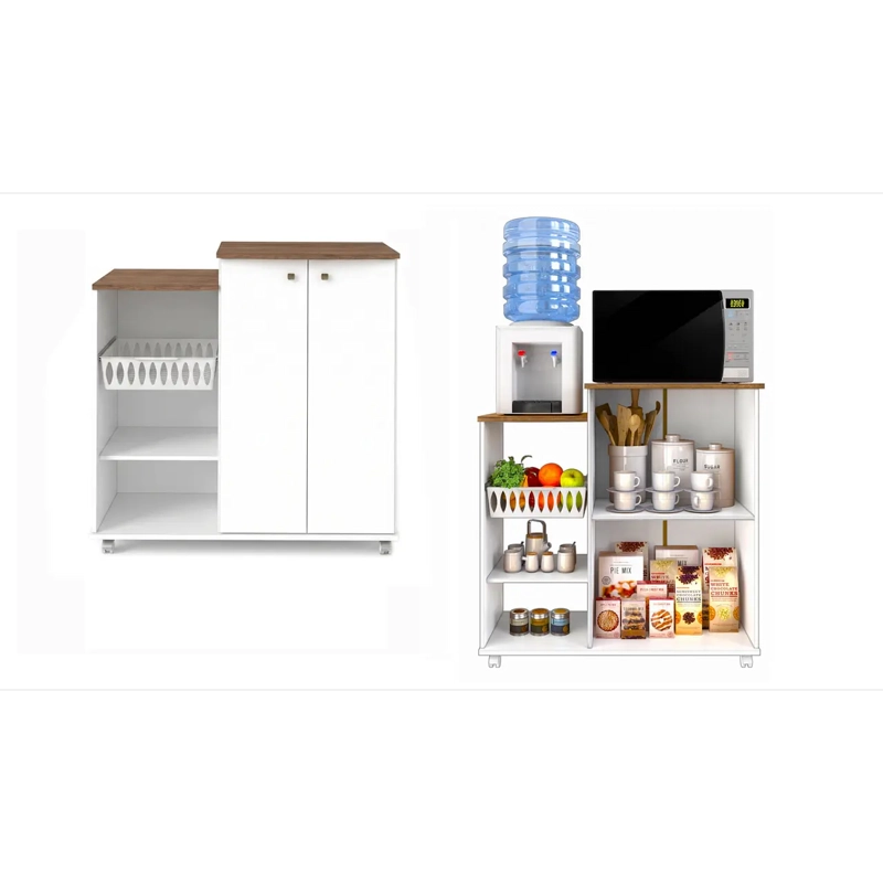 MUEBLE AUXILIAR DE COCINA CON RUEDAS BLANCO - 5