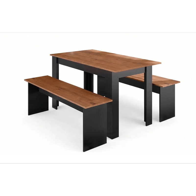 JUEGO DE COMEDOR DIARIO 2 BANQUETAS CANELA NEGRO - 1