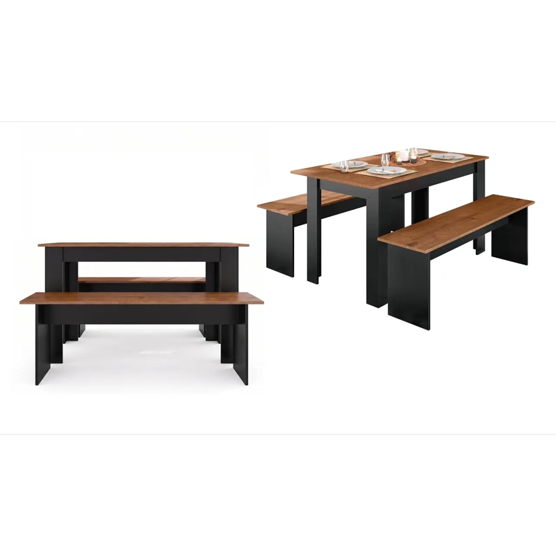 JUEGO DE COMEDOR DIARIO 2 BANQUETAS CANELA NEGRO - 2