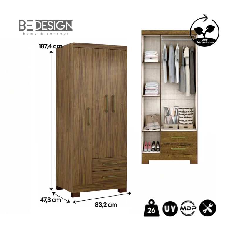 CLOSET ROPERO MULTIFUNCONAL FRANCIA CANELA - 5