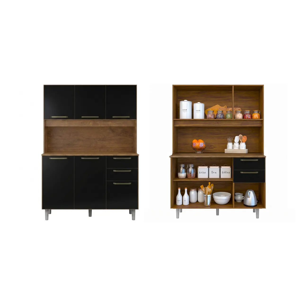 MUEBLE DE COCINA ALACENA Y DESPENSA NEGRO - 2