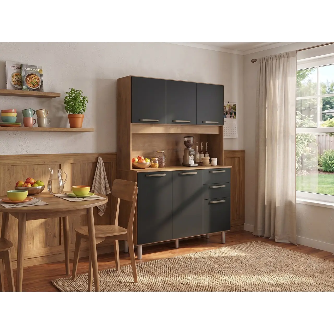 MUEBLE DE COCINA ALACENA Y DESPENSA NEGRO - 3