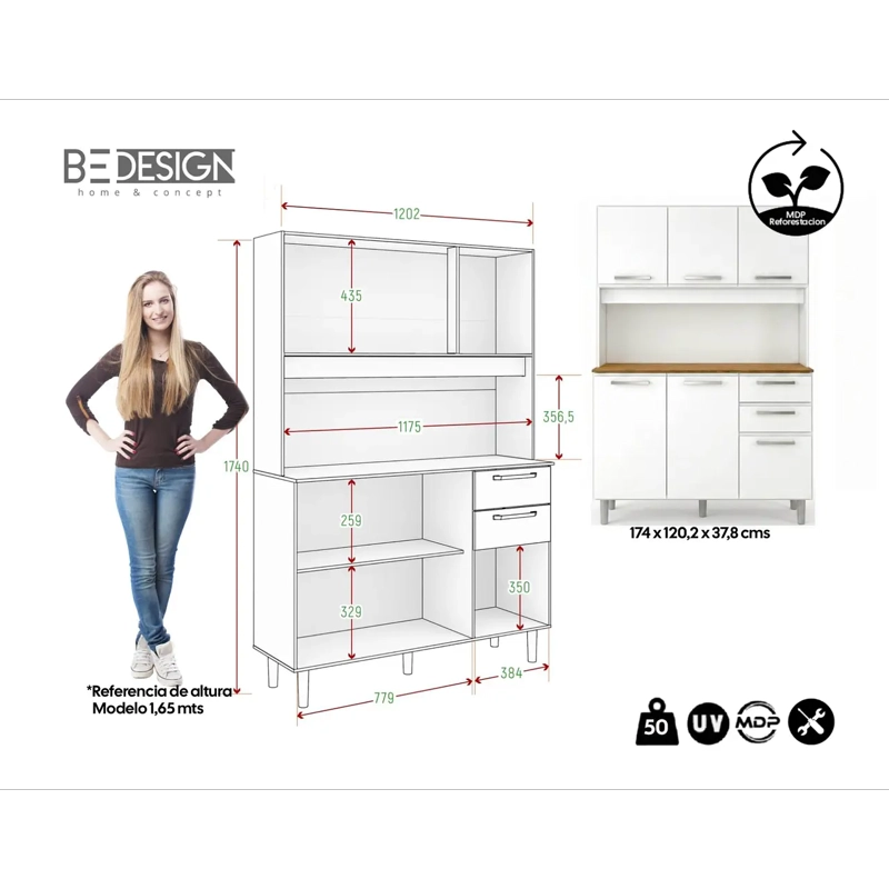 MUEBLE DE COCINA ALACENA Y DESPENSA BLANCO - 6