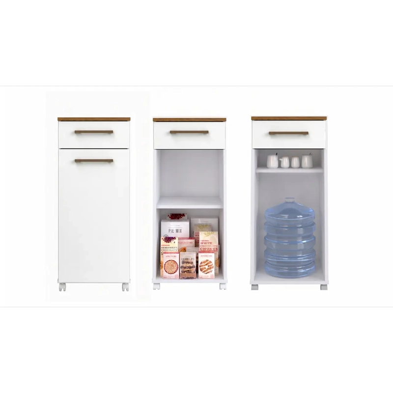 MUEBLE MULTIUSO AUXILIAR DE COCINA CON RUEDAS BLANCO - 2