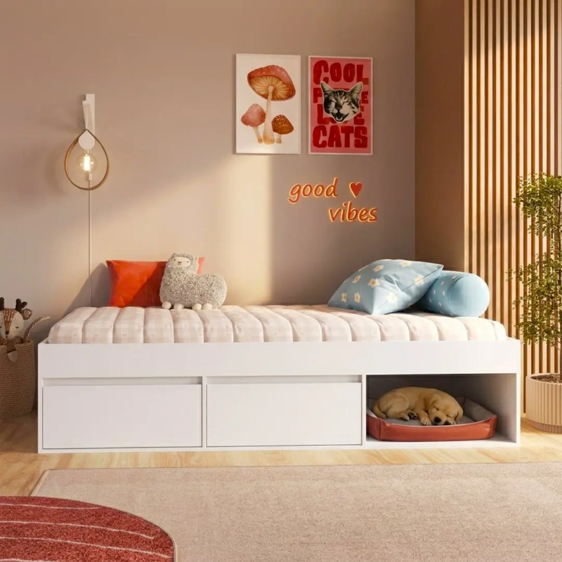 CAMA INFANTIL 1 PLAZA PETS CON 2 PUERTAS BLANCA - 5