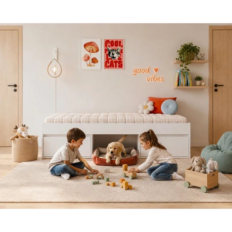 CAMA INFANTIL 1 PLAZA PETS CON 2 PUERTAS BLANCA - 6