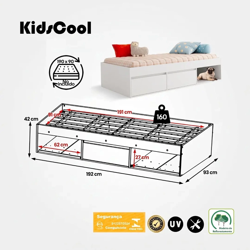 CAMA INFANTIL 1 PLAZA PETS CON 2 PUERTAS BLANCA - 7